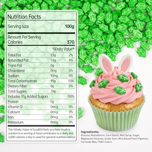 Green Leaf Sprinkles for Cake Decorating (Christmas Green Leaf)