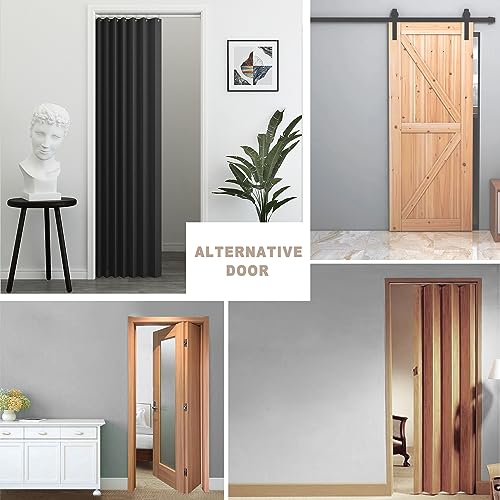 Doorway Curtains Privacy (Black / 52"W x 78"L (Pack of 1))