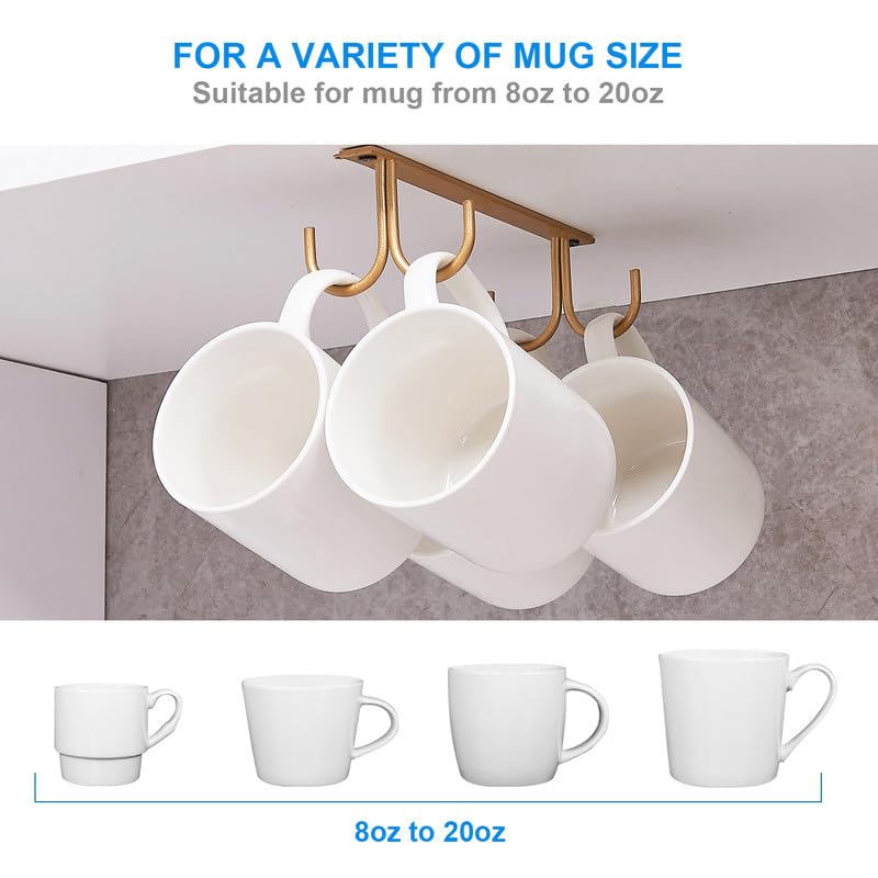 Mug Rack Under Cabinet (Gold / 2 Pack)