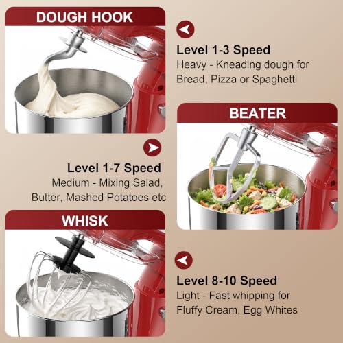 4QT Electric Stand Mixer (Red)