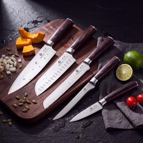 5PCS Kitchen Knife Set (Black Brown)