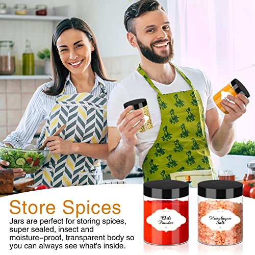 8 OZ Plastic Jars with Lids (8OZ 48Pcs Black)
