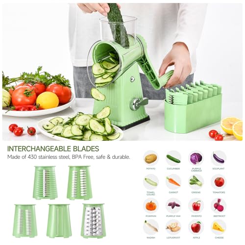 Xilrvna RotaryCheeseGrater (5 Knife Retro Kitchen / lightgreen)