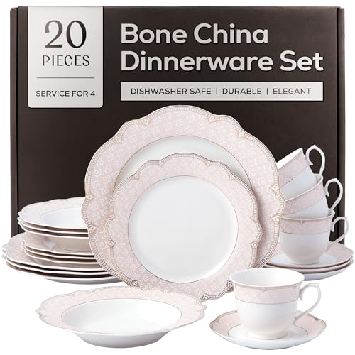Sandra Bone China Dinnerware Set (20 Piece Set)