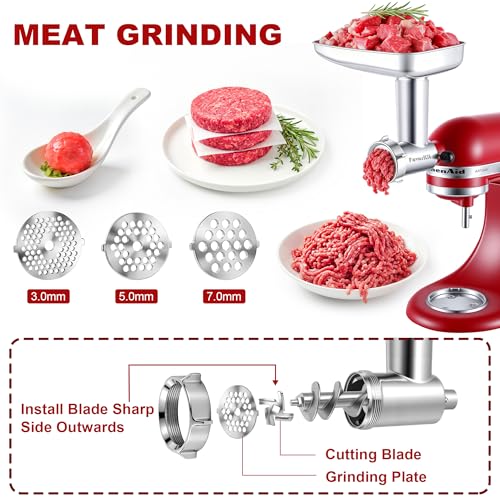 Stainless Steel Food Grinder Attachment for KitchenAid Mixers