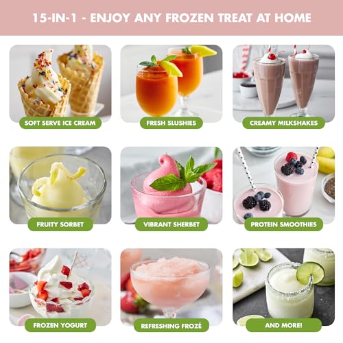 Frost Ice Cream Maker & Slushie Machine (4 Pint Ice Cream & Frozen Drink Maker / Strawberry Pink)