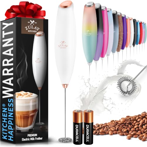 Zulay Powerful Milk Frother for Coffee with Upgraded Titanium Motor (Gold & White / OG Frother)