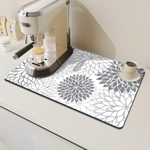2Pcs Dish Drying Mat & Sink Splash Guard (Gray / 16" X 24" + 24" X 5.5")