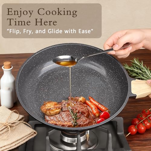 Ceramic Pots and Pans Set Non Stick (Dark Gray / 17 Pieces)