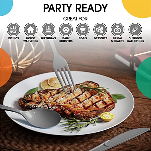 200 Pcs Heavy Duty Plastic Forks (Silver / Forks)