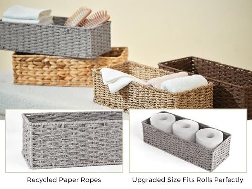 Bathroom Basket Organizer (Gray / 15 ¾"L x 6 ½"W x 4 ¼"H)