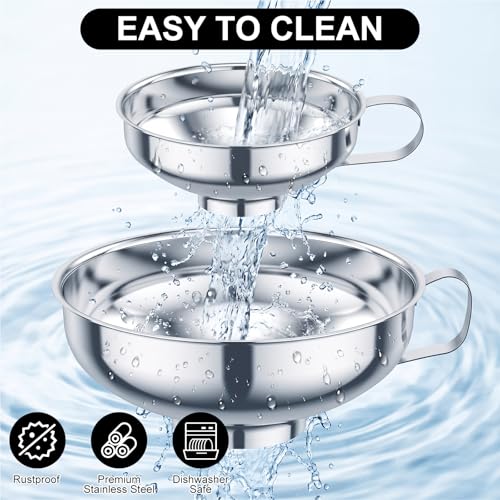 6 Piece Stainless Steel Canning Funnel Set with Strainers (Silver 6pcs)