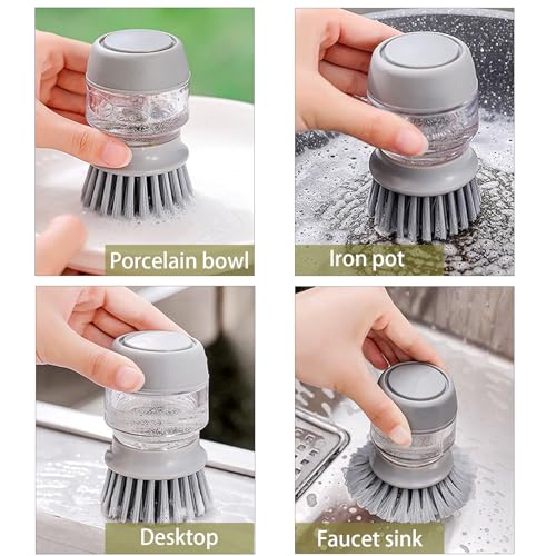Soap Dispenser Dish Brush Palm Brush Scrub Brush Equipped with Storage Bracket and Drainage Base (Green)
