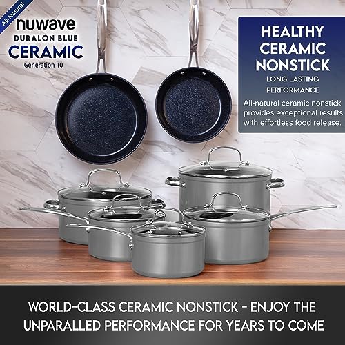 Healthy Duralon Blue Ceramic Nonstick Cookware Set (Cool Gray / 12pc Cookware Set / Cookware Set)