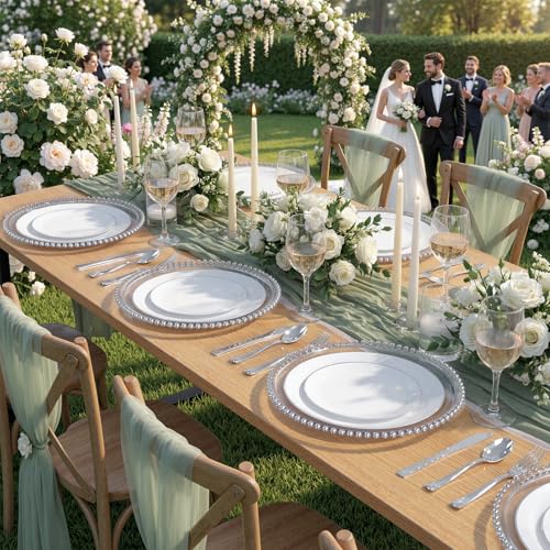 200PCS Silver Plastic Plates (Silver / 200)