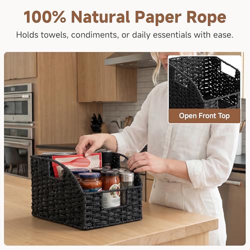 Pantry Organizers and Storage (Black(Paper Rope) / 2x 8½"L x 10"W x 7½"H)