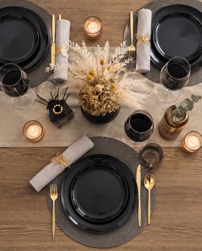 60 PCS Black Plastic Plates (Black / 60 PCS)