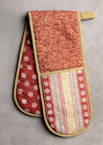 Double Oven Mitts 100% Cotton Double Oven Glove (067 - Sofia / 7" x 35" (Double Oven Mitt))