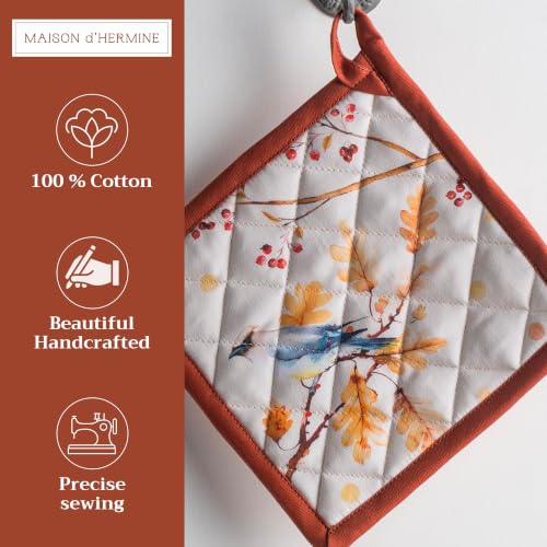 Pot Holders 100% Cotton Potholders (112 - Oak Leaves / 8" x 8" (Pot Holder Pack of 2))