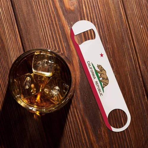 State of California Flag Stainless Steel Bottle Opener Bear National Star Insignia Landmark Flat Beer Bottle Opener Keychain for Home Kitchen Bar Restaurant Party Birthday Gift (State of California Flag)