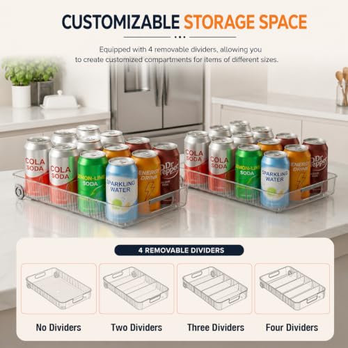 2 Pack Profile Fridge Organizer Bins with Wheels (2 Count)