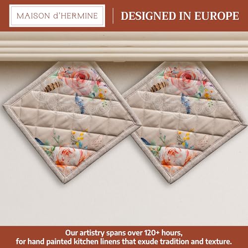 Pot Holders 100% Cotton Potholders (065 - Ibiza - Beige / 8" x 8" (Pot Holder Pack of 2))