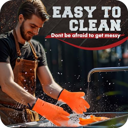XL Silicone Smoker Oven Gloves (Orange / X-Large)