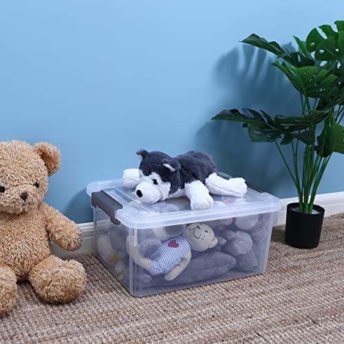 8 Pack 17 QT Clear Plastic Storage Bins with Latching Lids (Clear White / 8 PCS-17 QT)