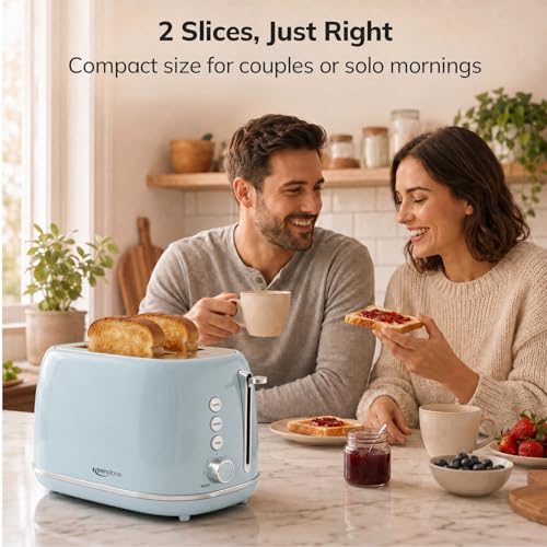 Retro 2 Slice Stainless Steel Toaster with 6 Bread Shade Settings (2 Slice / Blue)