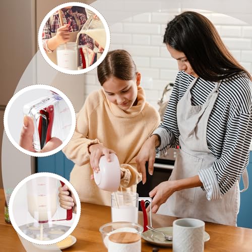 2 Pcs Handheld Batter Dispenser Squeeze Handle 4 Cups (Red)