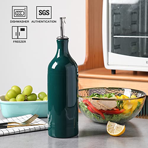 Sweejar Large Ceramic Olive Oil Dispenser Bottle (24 oz, Set of 1 / Jade)
