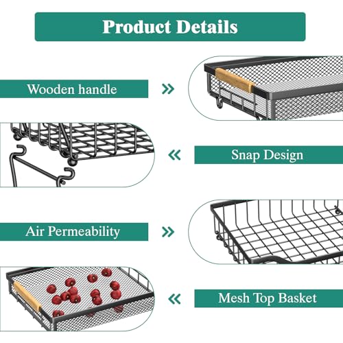 3 Tier Countertop Fruit Mesh Basket for Kitchen (3 Tier Mesh Basket Top)