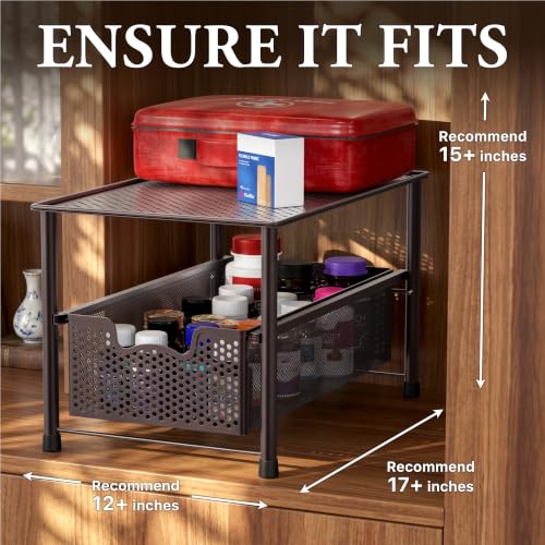 Stackable Under Sink Sliding Basket Drawer (Bronze)