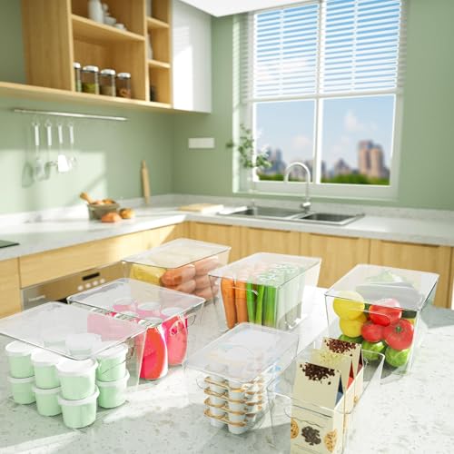Clear Stackable Storage Bins with Lids (XL(13x7.4x7))