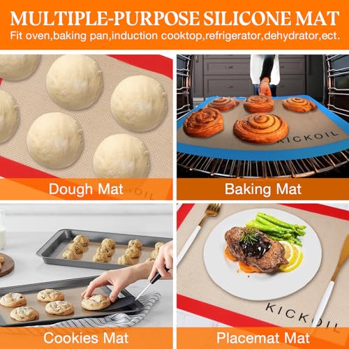 Silicone Baking Mats Set of 3 (Small (11.6" x 8.5") 3 Quarter Sheet)