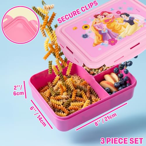 Disney Princess Girls Lunch Box 3Pc Set (Pink Princess)