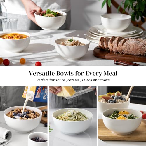 22 OZ White Ceramic Bowls Set of 4 (22 OZ / Soft White)