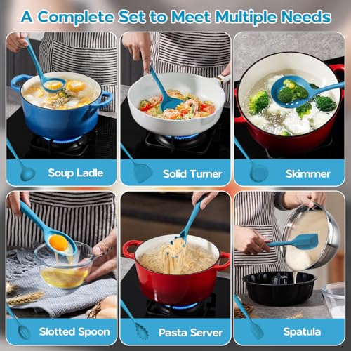 Silicone Cooking Kitchen Utensils Set (Navy Blue)