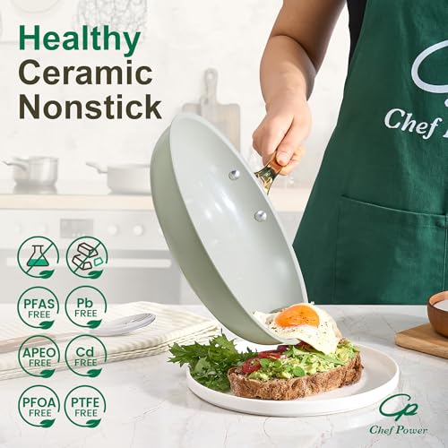 Ceramic Cookware Sets (Sage Green / 10 Pcs Set)