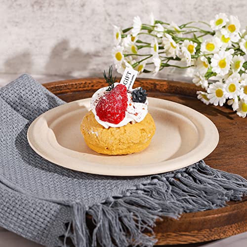 Small Paper Plates 7 Inch 150 Pack Compostable Dessert Plates (Brown / 7in 150pcs)