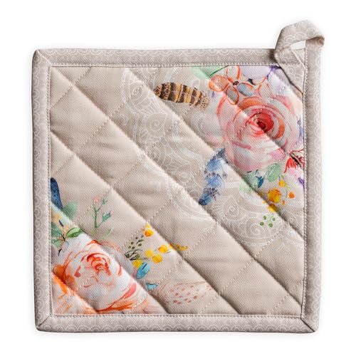 Pot Holders 100% Cotton Potholders (065 - Ibiza - Beige / 8" x 8" (Pot Holder Pack of 1))