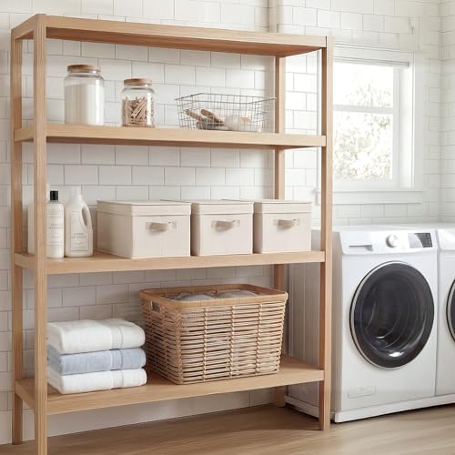 Storage Bins with Lids (Cream White / Large)