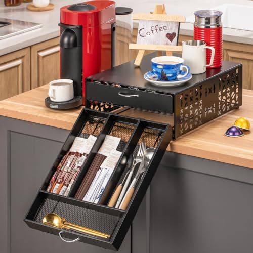 for Vertuo Pod Holder Coffee Accessories Organizar for Nespresso Pod Storage Large Capacity Fits All Size Coffee Station for Coffee Bar (Coffee Bar Style)