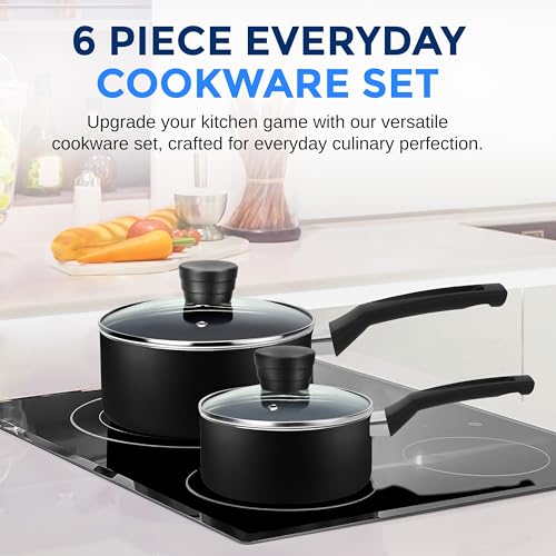 6 Piece Pots and Pans Set (Black)