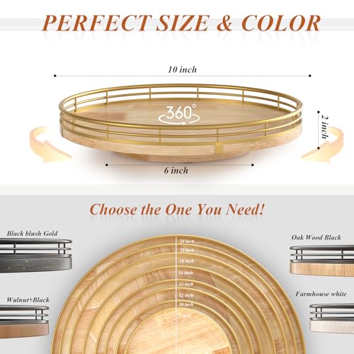 10 Inch Farmhouse Oak Lazy Susan Cabinet Organizer