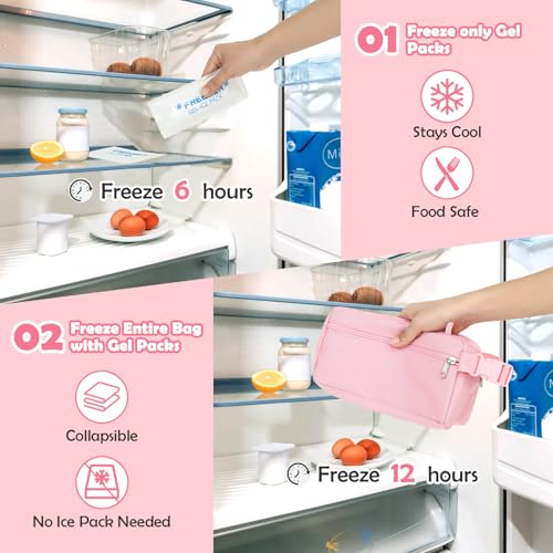 Freezable Snack Bag with Removable Ice Packs (with Ice Packs - Pink)