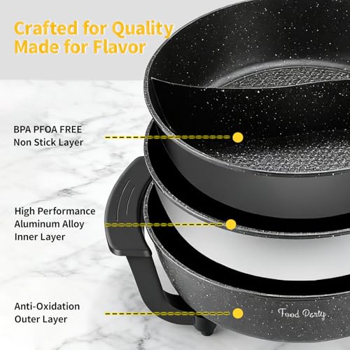 Electric Hot Pot 6L with Divider Hotpot Pot Electric Shabu Shabu Pot 110V 1200W PFOA FREE Non