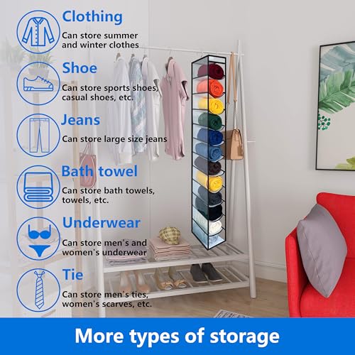 Closet Organization (White/Black / New improved-12 Pocket)