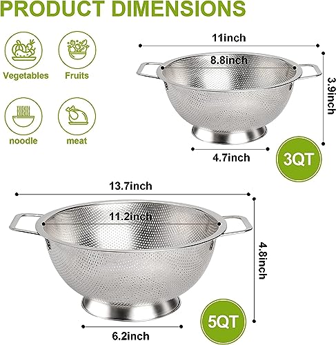 Stainless Steel Colander Set (3QT+5QT)