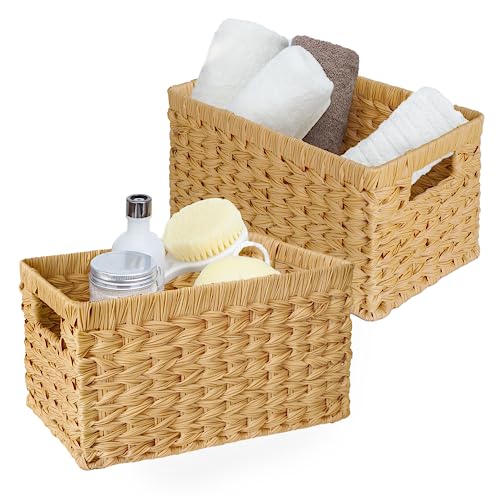 Wicker Storage Baskets (Natural / 13"L x 8¼"W x 7"H)